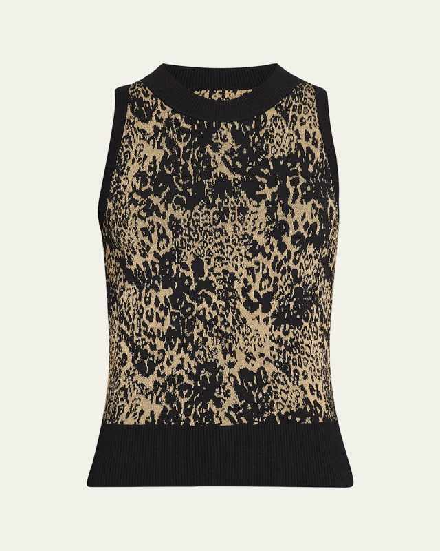 Yasmine Sleeveless Metallic Leopard Top